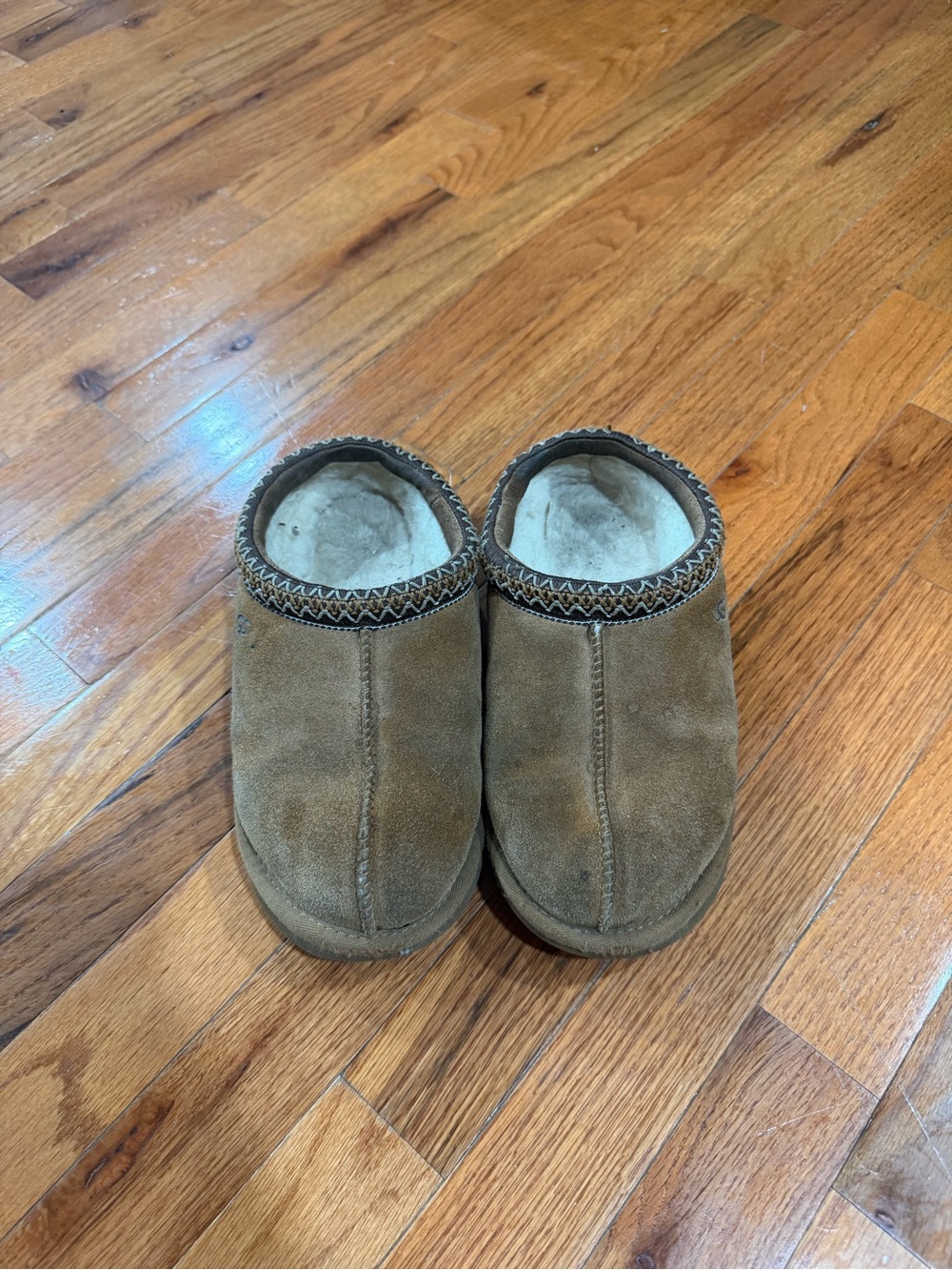 UGG Kids Chestnut Brown Suede Moccasin Slippers